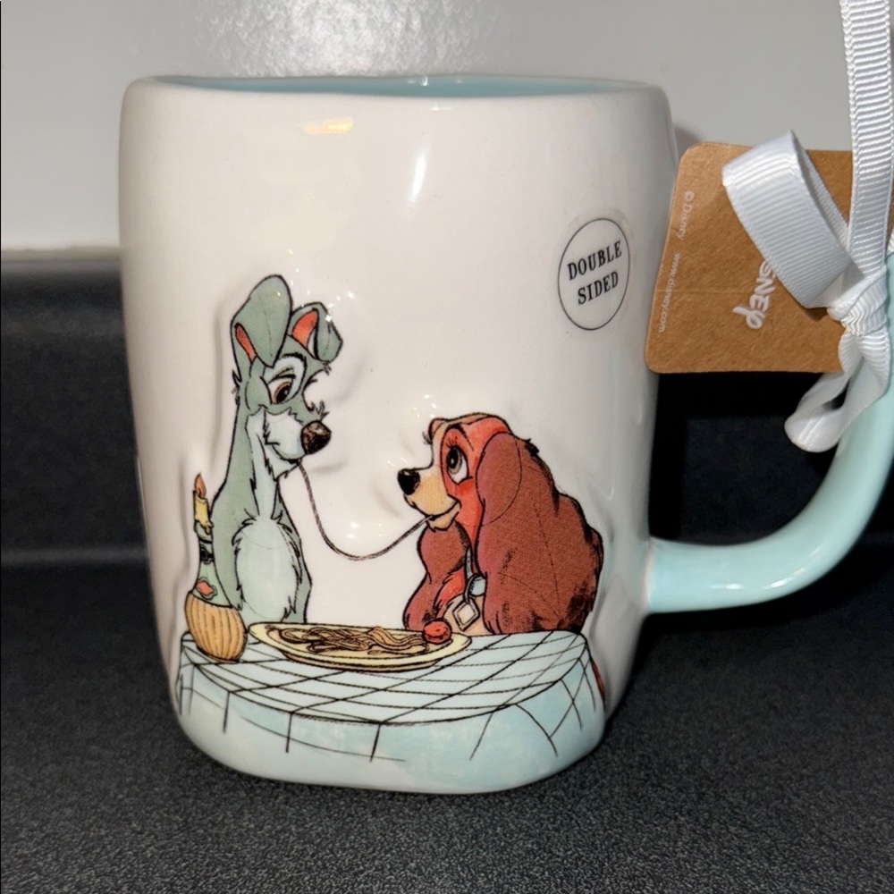 Rae Dunn Disney Lady and the Tramp Mug - Cream and Blue